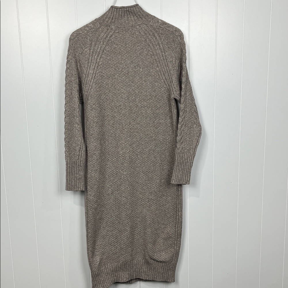 Universal Thread Womens Sweater Dress S Brown Gray Heather Mock T Cable Knit EUC - Picture 10 of 13